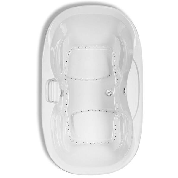 Aquatic Serenity 2 – 72 in. Oval Bathtub with Center Drain in Acrylic Drop-in DriftBath and Chromotherapy White