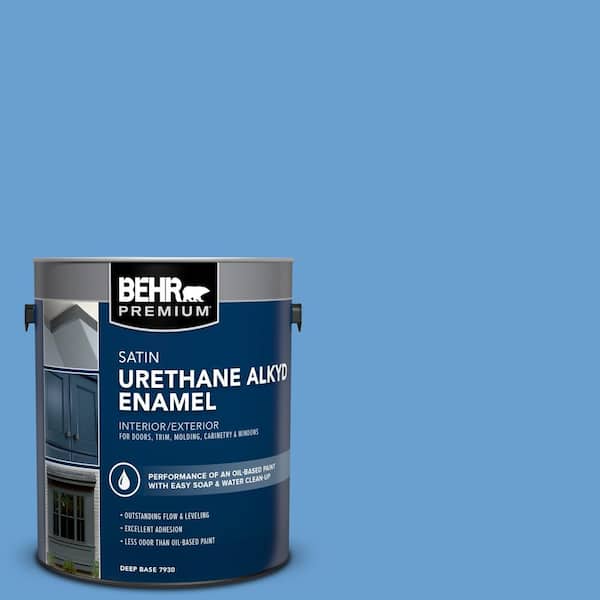 BEHR PREMIUM 1 gal. #P520-4 Cornflower Urethane Alkyd Satin Enamel Interior/Exterior Paint