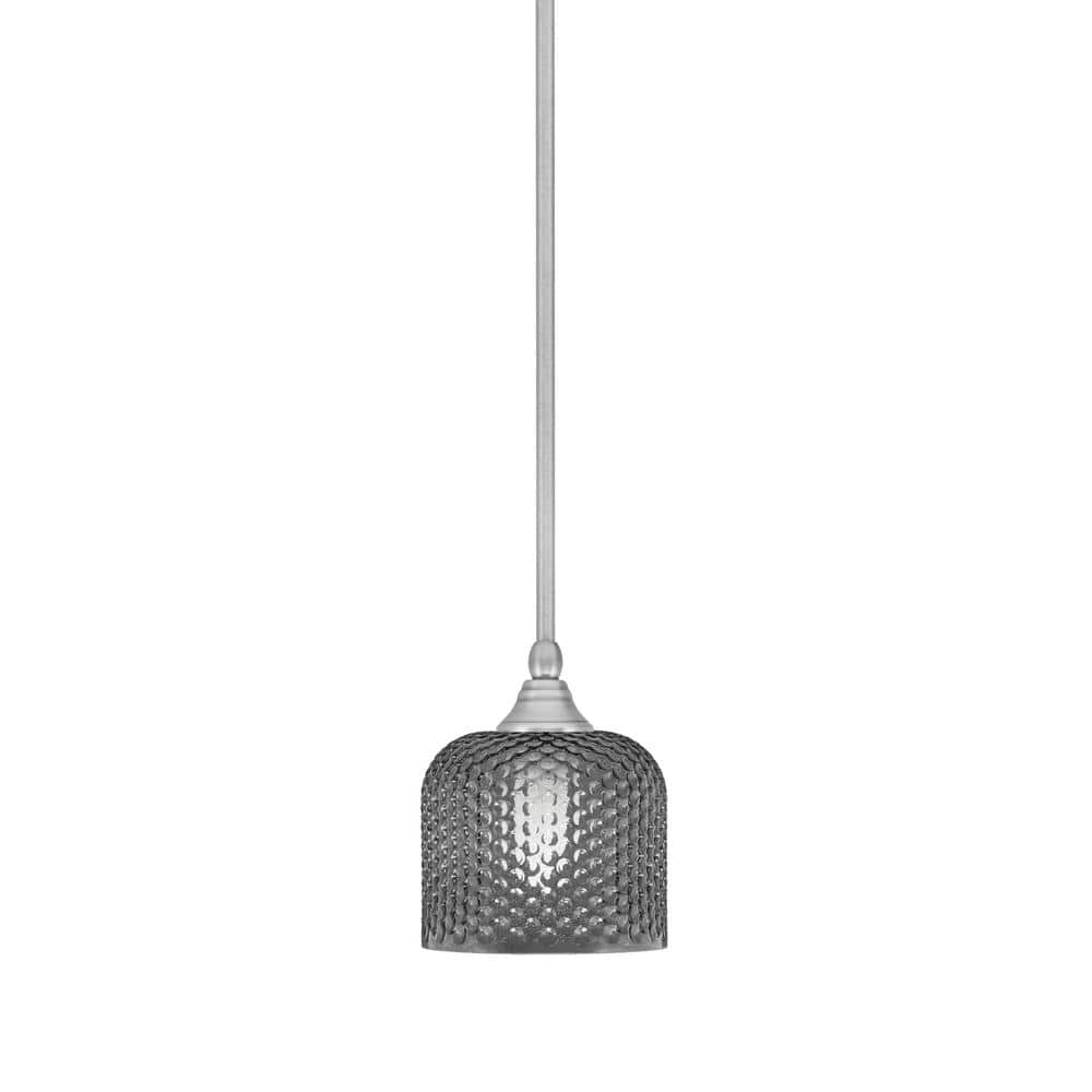 Sparta 100-Watt 1-Light Brushed Nickel Shaded Pendant Light Mini Pendant wi