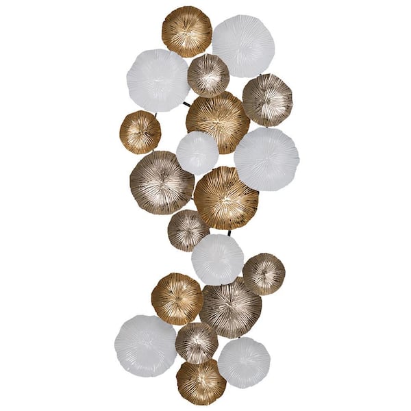 Vsmile Contemporary Metal Gold and White Wall Decor 17.7 in. W x 39.4 in. H
