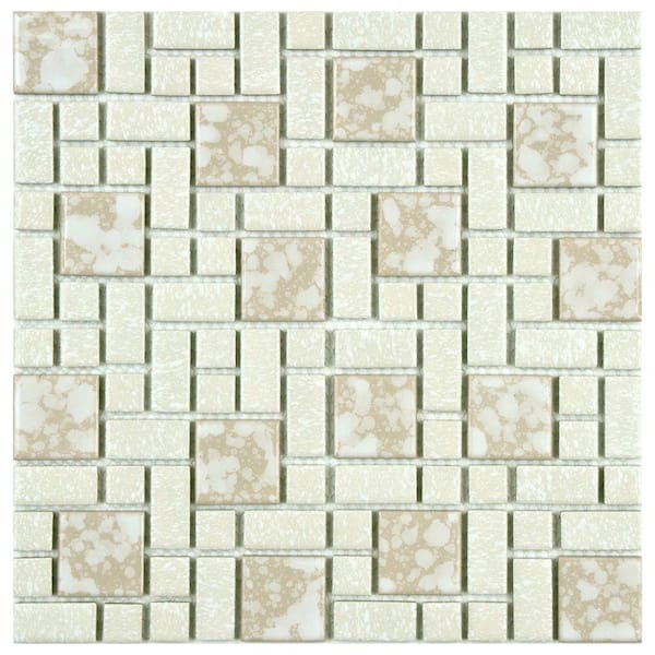 Merola Tile University Bone 6 in. x 6 in. Porcelain Mosaic Take Home Tile Sample