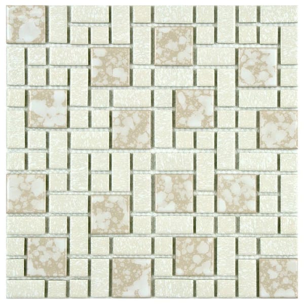 Merola Tile University Bone 11-3/4 in. x 11-3/4 in. Porcelain Mosaic Tile (9.8 sq. ft./Case)