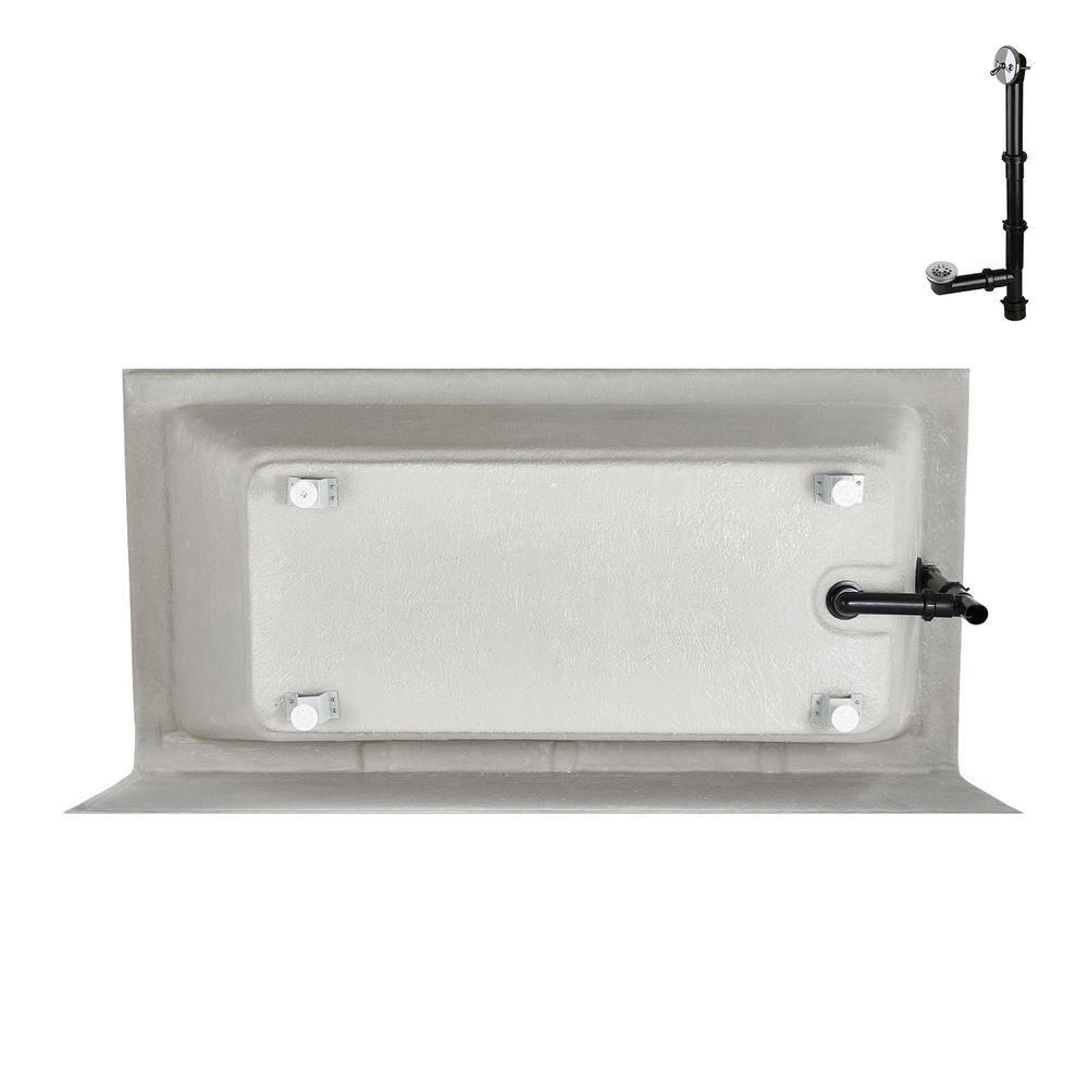 60-Inch Glossy White Acrylic Rectangular Alcove Bathtub with Polished Chrome Drain