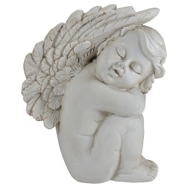 Northlight 7.25 in. Ivory Right Facing Sleeping Cherub Angel Outdoor Garden Statue