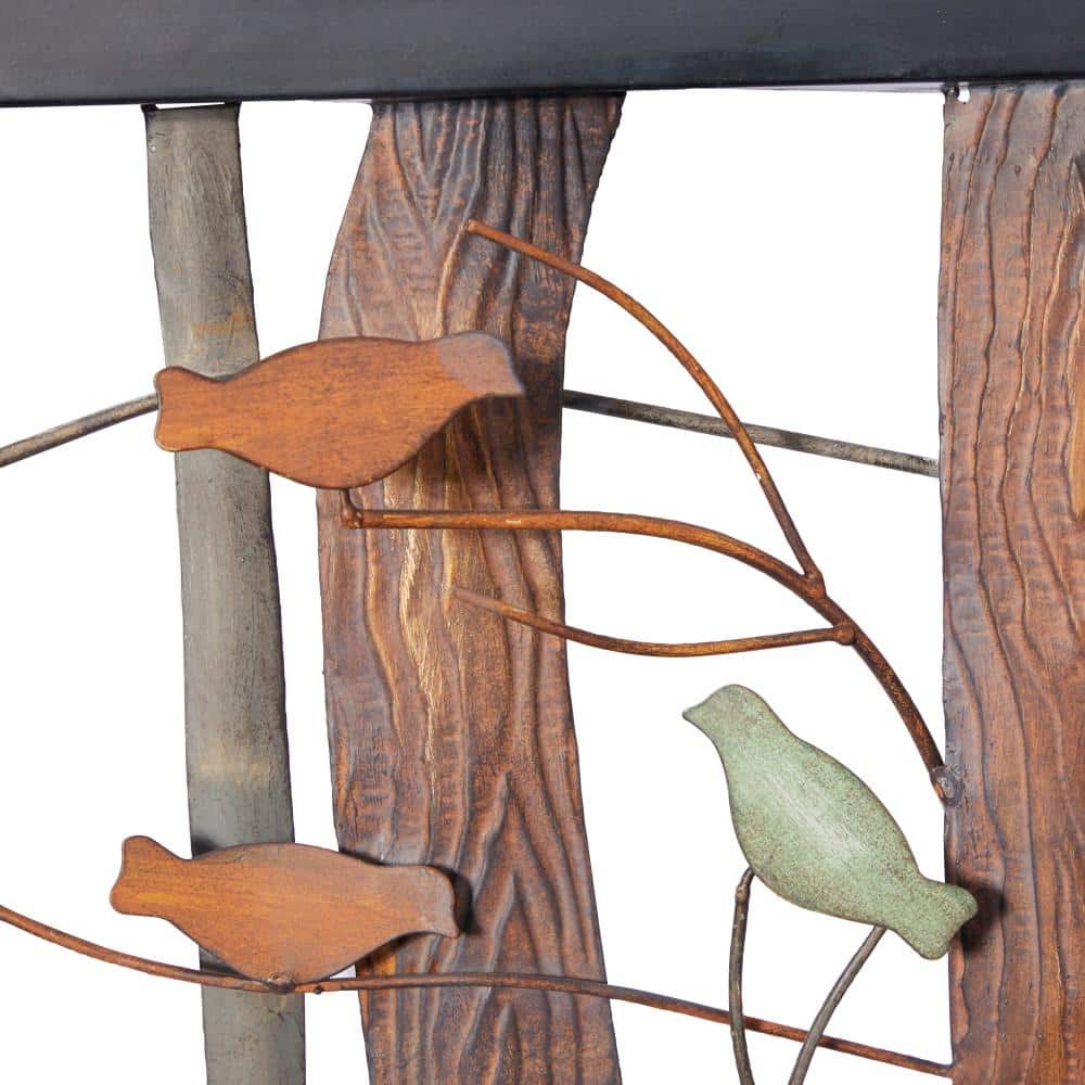Multi Colored Metal Bird and Tree Wall Sculpture, 39" x 27"