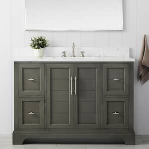 Chambery 48 in. W x 22 in. D x 34.5 in. H Bathroom Vanity in Silver Grey with Engineered Marble Top