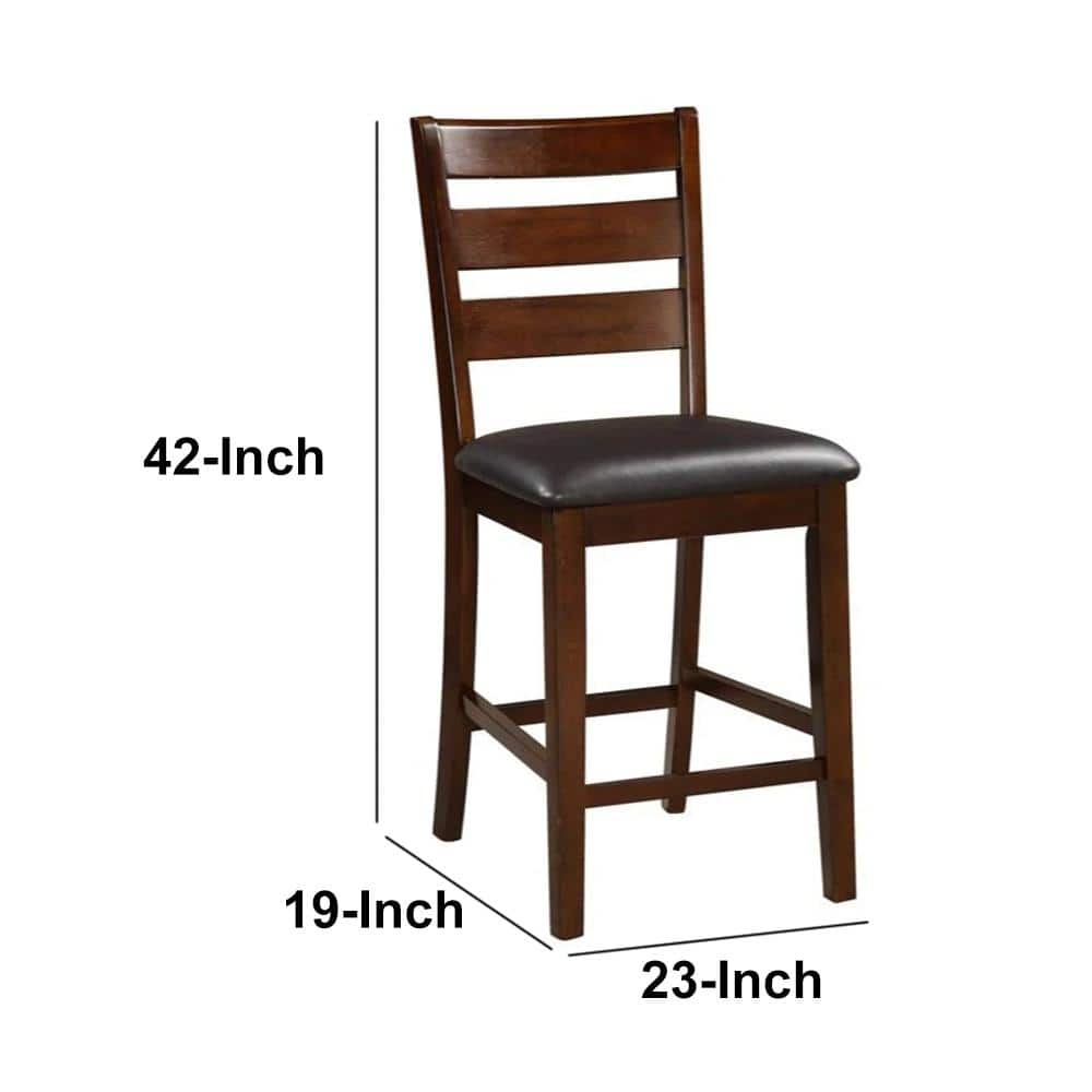 Brown Faux Leather Upholstered Parsons Side Chair Set