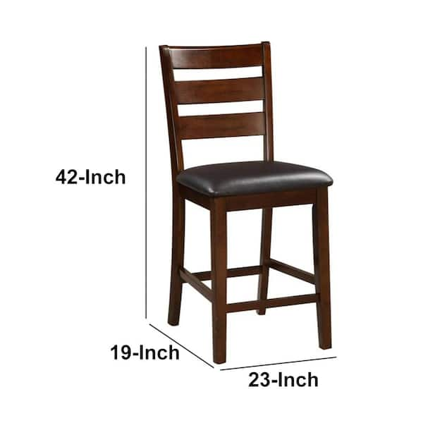 Benzara Wooden Walnut Brown Counter Height Armless Chair Set of 2