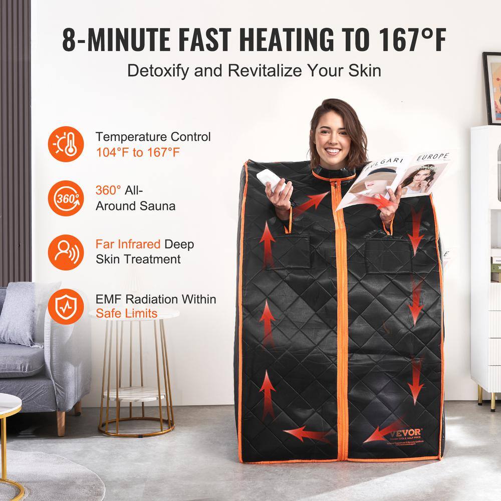 Black Satin Portable Infrared Sauna Tent with Metal Frame