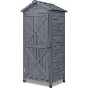 2.1 ft. W x 1.5 ft. D Gray Storage Wood Shed Tool Organizer and Lockable Doors Coverage Area 3.1 sq. ft.