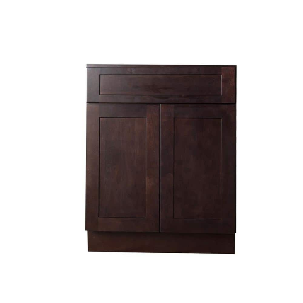 Bremen Ready to Assemble 30 in. x 34.5 in. x 24 in. Shaker Sink Base Cabinet with 2-Doors and 1-Fake Drawer in Espresso -  Bremen Cabinetry, SE-SB30