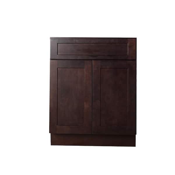 Bremen Cabinetry Bremen Ready to Assemble 30 in. x 34.5 in. x 24 in. Shaker Sink Base Cabinet with 2-Doors and 1-Fake Drawer in Espresso
