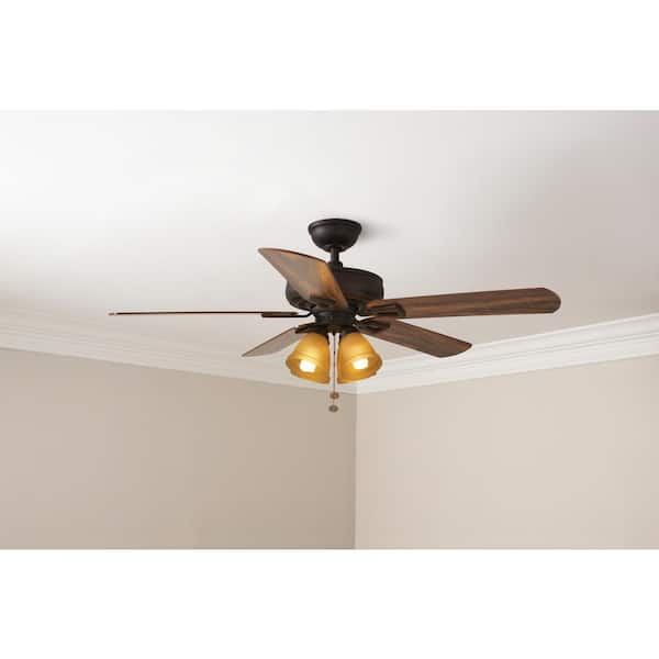 Hampton Bay Lyndhurst 52 in. LED Oil-Rubbed Bronze Ceiling Fan with Light  Kit 51014 - The Home Depot