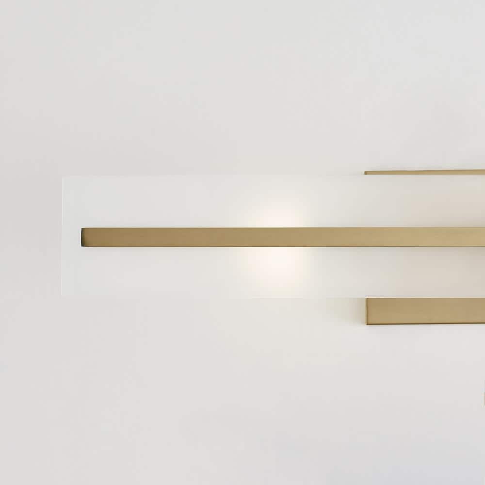 Satin Brass and Glass 24" Modern Bathroom Vanity Light