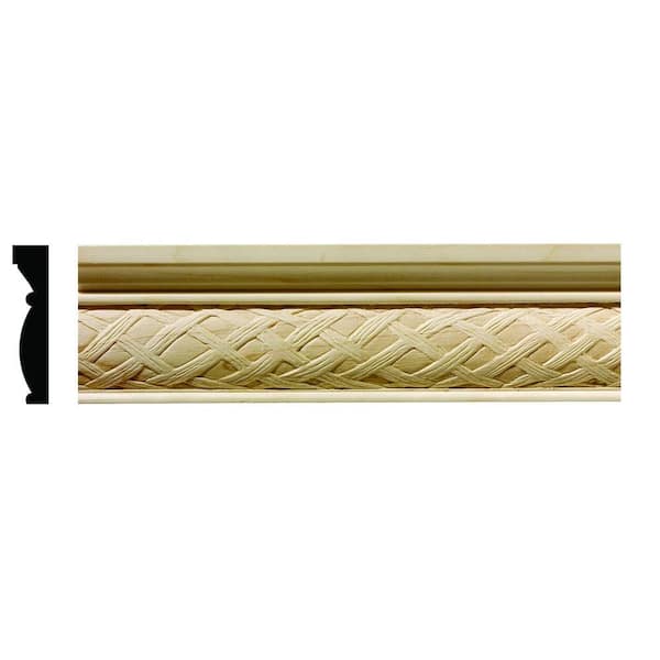 1/2 in. x 2-1/4 in. x 96 in. Hardwood White Unfinished Loose Weave Chair Rail Moulding