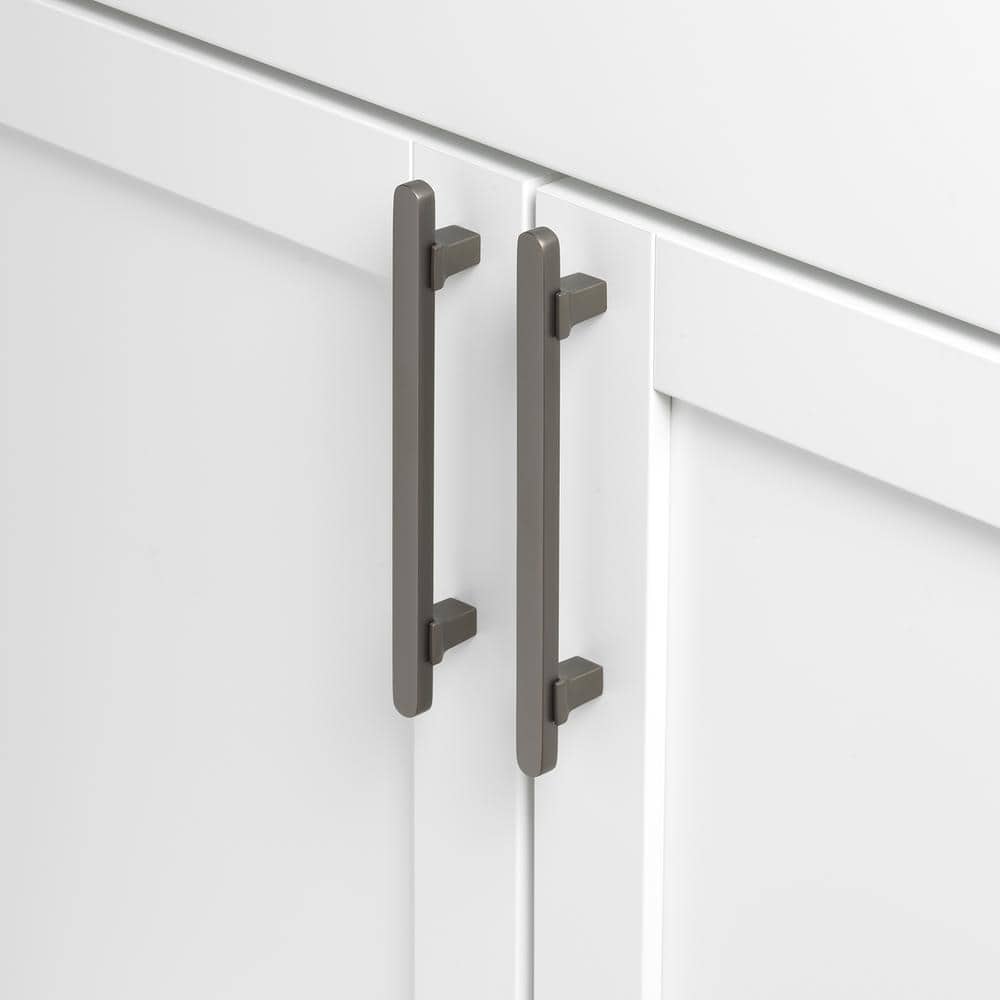 Matte Nickel Modern Flat Bar Pull with Mounting Hardware