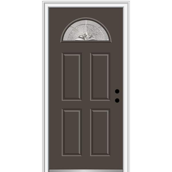 MMI Door 36 in. x 80 in. Heirlooms Left-Hand Inswing 1/4-Lite Decorative 4-Panel Classic Painted Steel Prehung Front Door