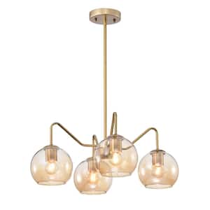 Dhona 21.7 in. 4-Light Indoor Brass Finish Chandelier with Light Kit