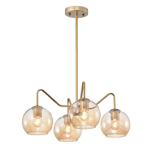 Hampton Bay Nelwyn 25 in. 4-Light Vintage Brass Chandelier with