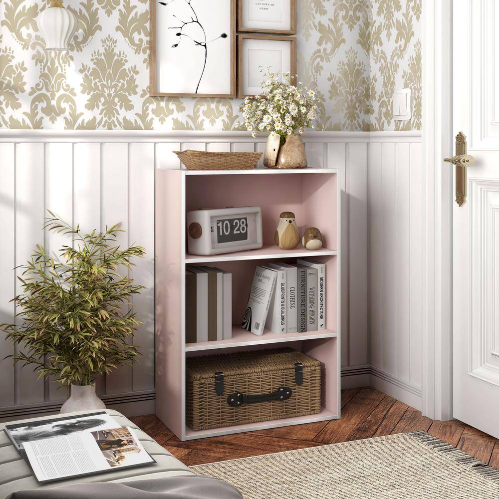 Light Pink 3-Tier Stackable Wood Kids Bookcase
