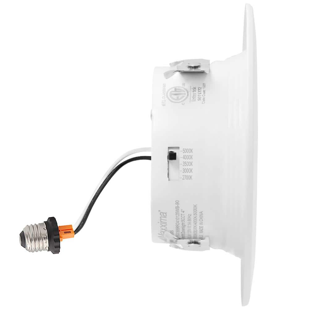 4-Inch White Aluminum LED Retrofit Recessed Downlight, 12-Pack