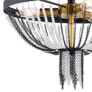 Alexia 16 in. 3-Light Textured Black Hallway Traditional Semi-Flush Mount Ceiling Light with Crystal Beads