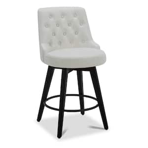 Haynes 26 in. White High Back Wood Swivel Counter Stool with Faux Leather Seat