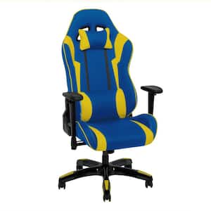 Blue and Yellow High Back Ergonomic Office Gaming Chair with Height Adjustable Arms