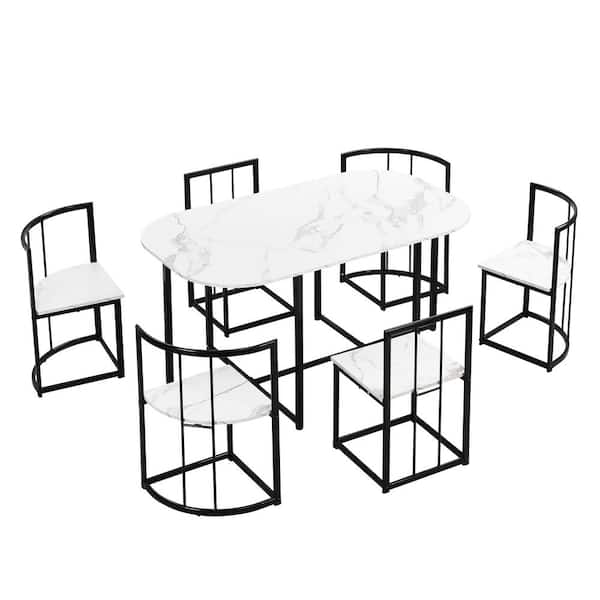 7-Piece Metal Outdoor Bistro Set A Bar Table And 6 Bar Chair