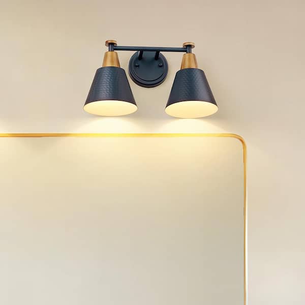 ネイビーカラーの素敵なランプ・USA JAZAVA Modern 14.8 in. 2-Light Wall Sconces Blue Finish