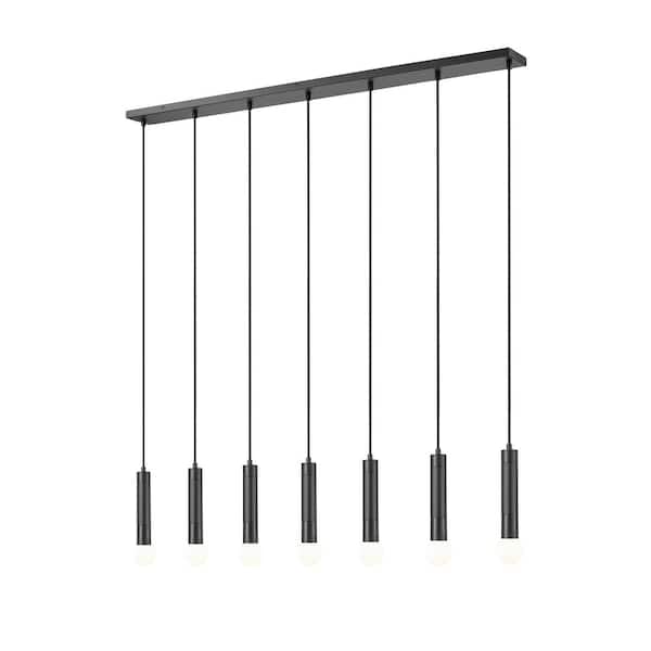Stari 7-Light Matte Black Chandelier for Indoor Use with No Bulbs Included