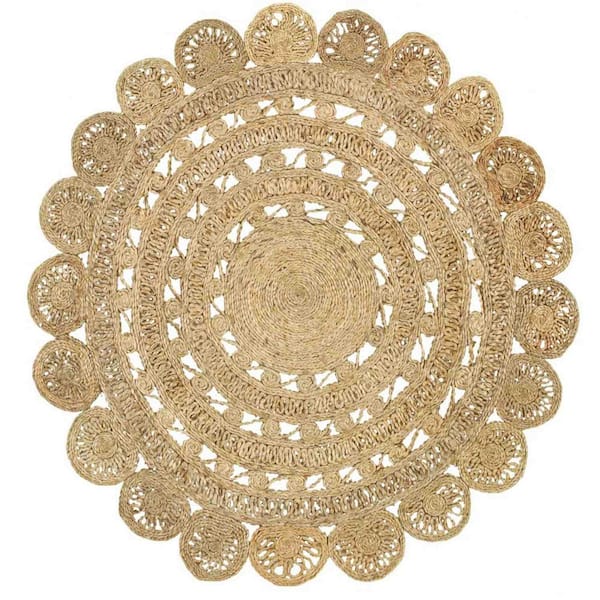 HomeRoots Natural 6 ft. Round Jute Area Rug