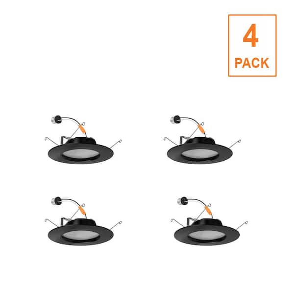 6 in 5 Ways Color Temperature Selectable Black Integrated LED Recessed Retrofit Trim (4-Packs)