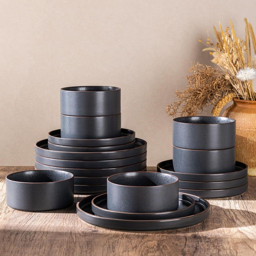 KHKFY Multi-Colored Ceramic Dinnerware Set for 4 with High Edge