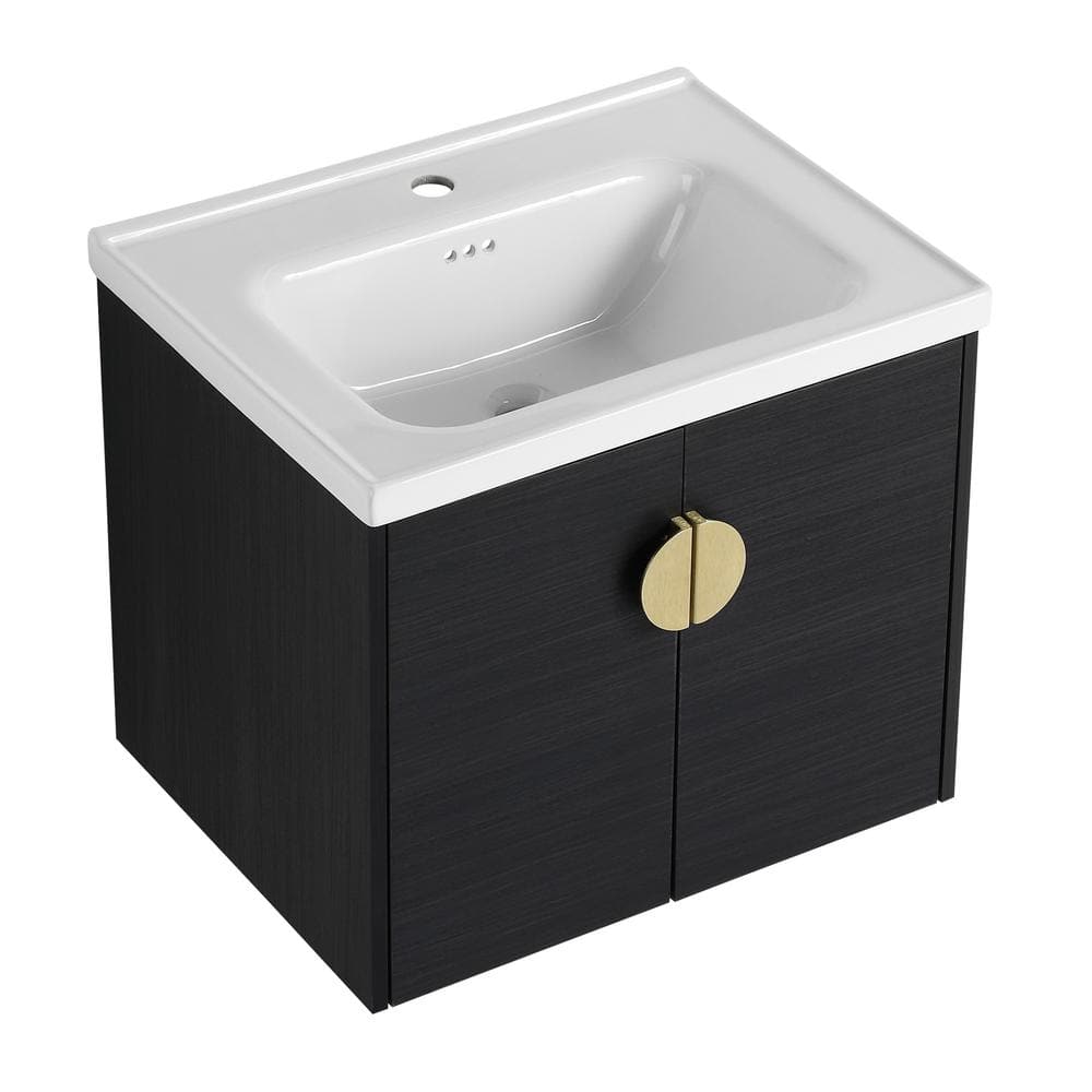 23.8 in. W x 18.5 in. D x 20.7 in. H Single Sink Bath Vanity in Black with 