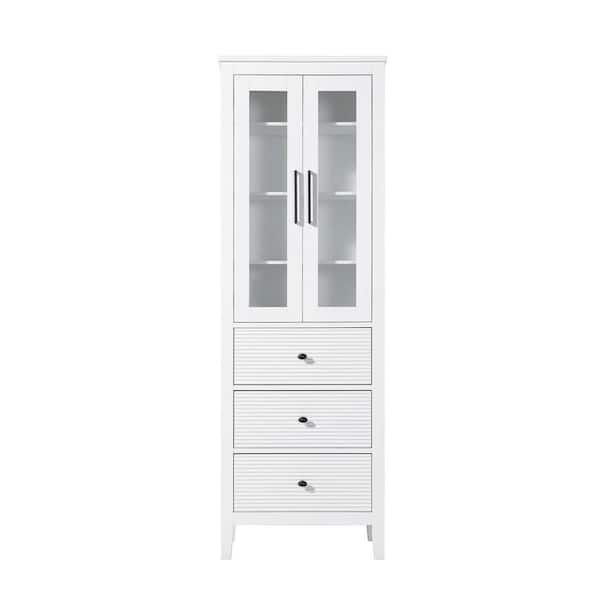 24 in. W x 18 in. D x 72 in. H White Freestanding Linen Cabinet