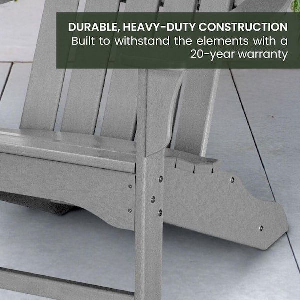 Hanover All-Weather Grey Plastic Outdoor Adirondack Chair