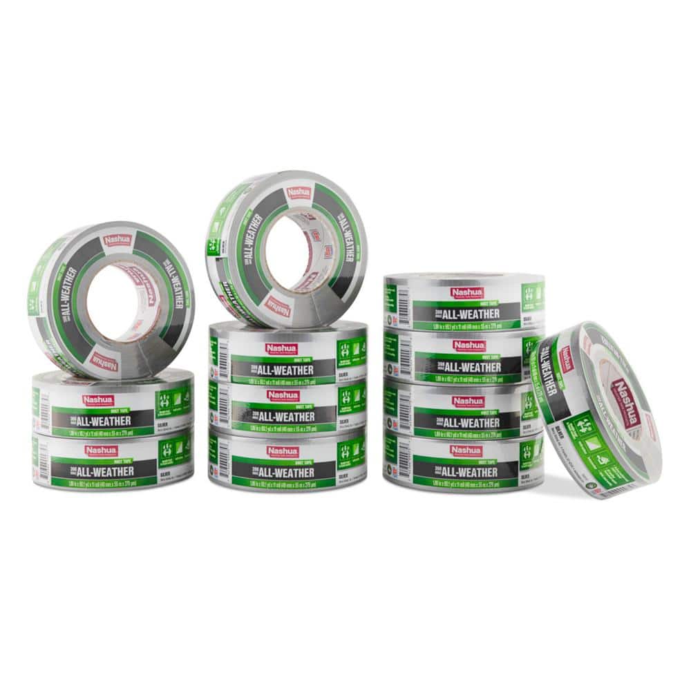Nashua Tape 1.89 in. x 60 yd. 398 All-Weather HVAC Duct Tape in Silver Pro  Pack (12-Pack) 1415175 The Home Depot