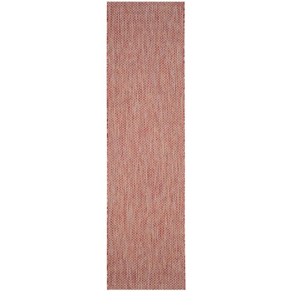 Courtyard Red/Beige 2 ft. x 8 ft. Solid Indoor/Outdoor Patio  Runner Rug