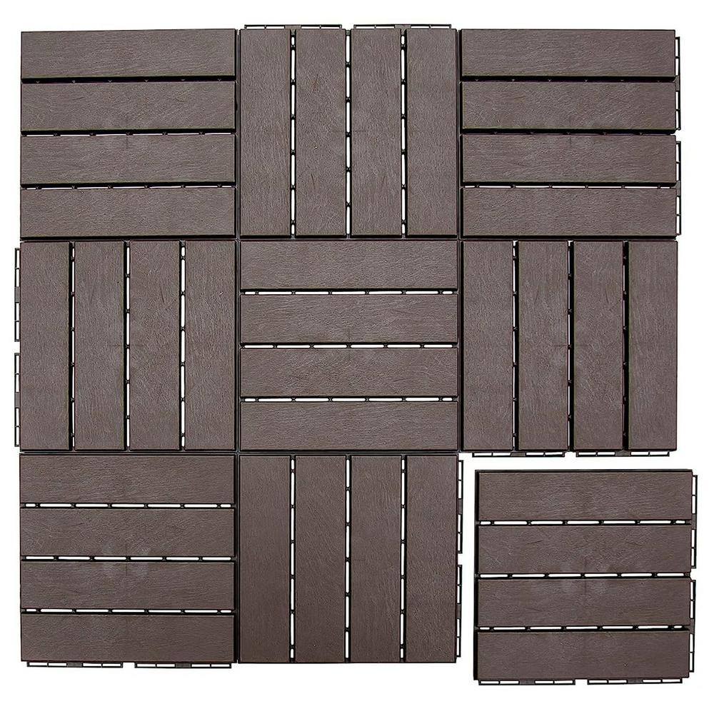 1 ft. x 1 ft. Quick Deck Outdoor Waterproof Flooring All Weather Composite Deck Tile in Dark Brown (27 sq. ft. Per Box) price history on PriceWatchPro