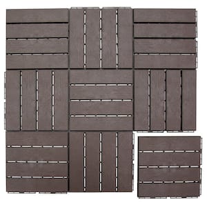Kahomvis 1 ft. x 1 ft. Quick Deck Outdoor Waterproof Flooring All Weather Composite Deck Tile in Dark Gray (27 sq. ft. Per Box)