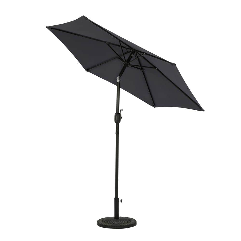 Slate Gray 7.5-ft Hexagon Steel Market Patio Umbrella