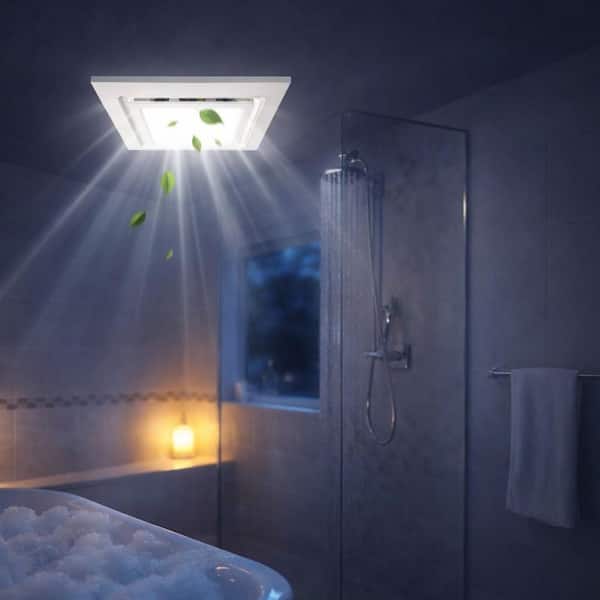120 CFM Bathroom Exhaust Fan w/ Light, 11.57 in. Ceiling Vent Fan 1.0 Sone Quiet w/ 400K 1000lm LED, Shower Laundry Room