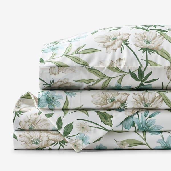 Legends Hotel Gardenia Mist Wrinkle-Free Sateen Cream Multi Queen Sheet Set