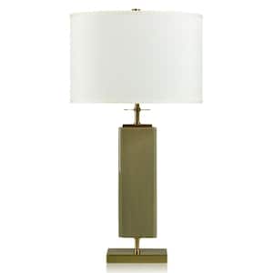 Dann Foley 30.5 in. Green Task and Reading Table Lamp for Living Room with White Linen Shade