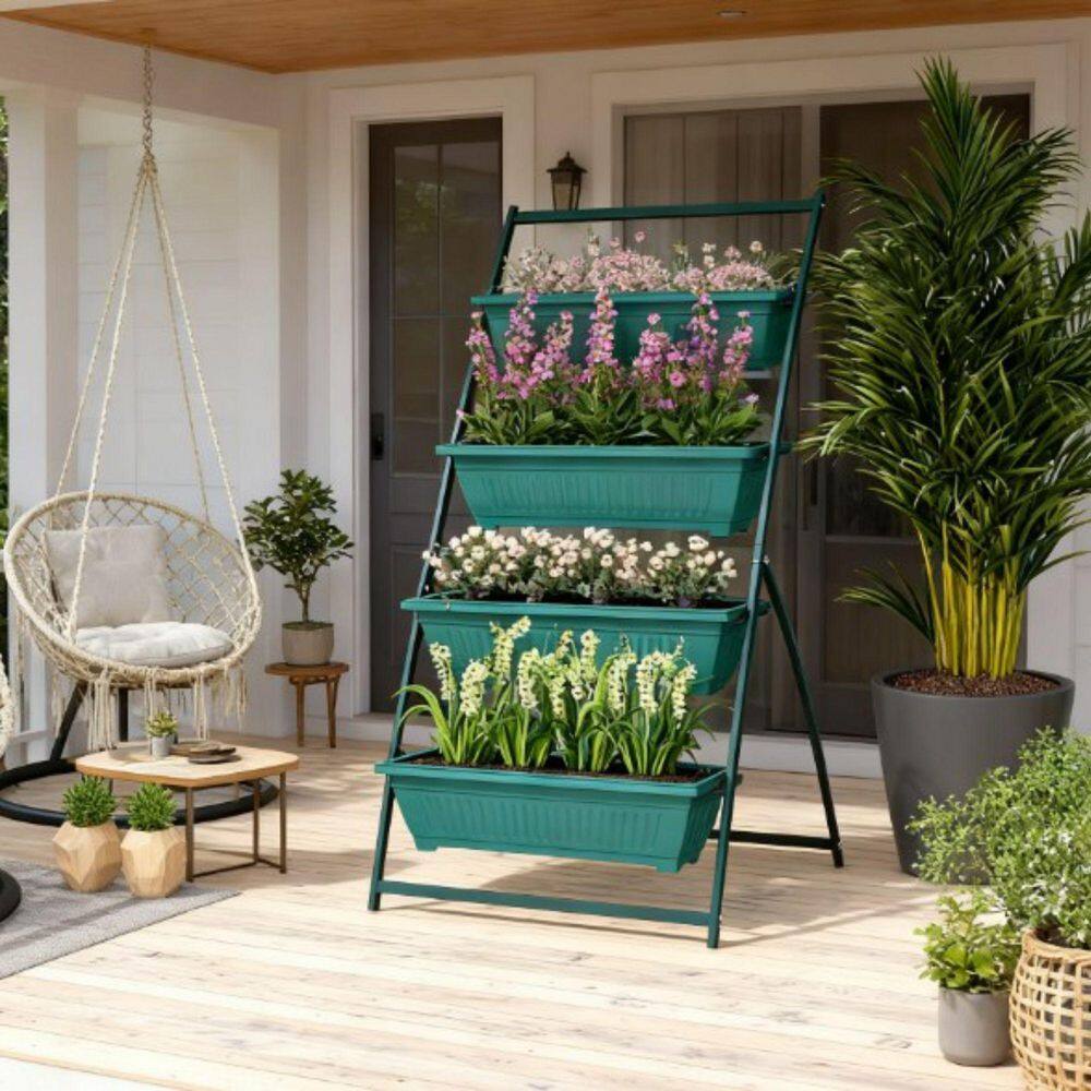 Green 63.8 in. 4-Tier Plant Stand Grow Container with Planter Boxes for Indoor Plant Display and Home Growing price history on PriceWatchPro