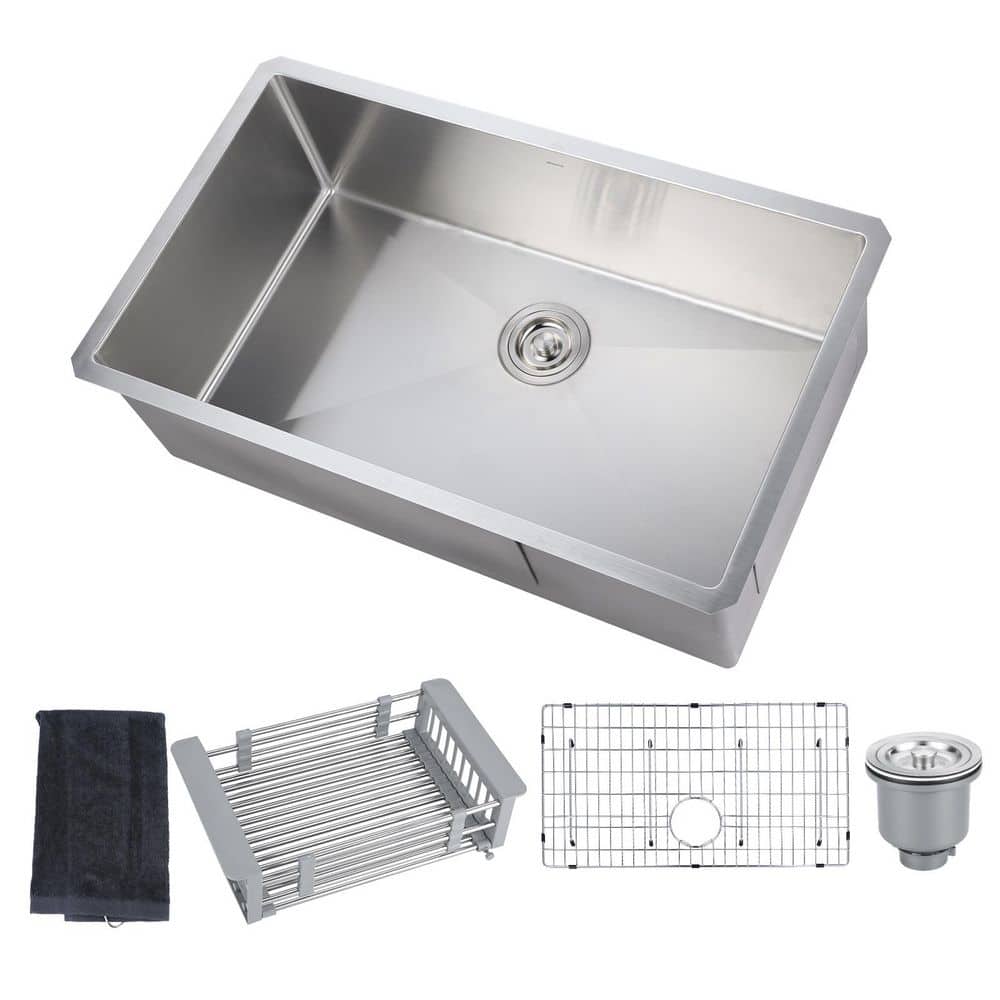 ALEASHA 30 in. Drop-In/Undermount Single Bowl 16 Gauge Stainless