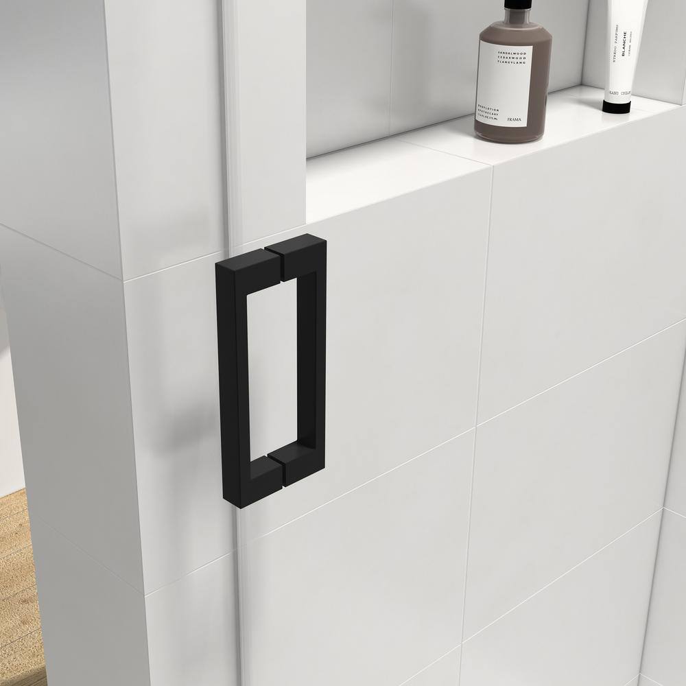 72'' Matte Black Frameless Sliding Shower Door with Clear Glass
