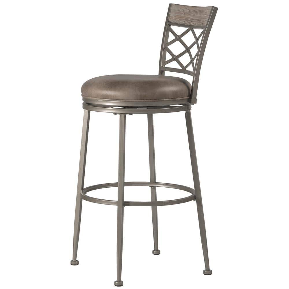 Hutchinson Gray Wood and Metal Swivel Counter Stool