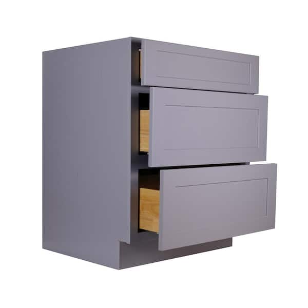 Bremen Cabinetry Bremen 27 in. W x 24 in. D x 34.5 in. H Gray Plywood Assembled Drawer Base Kitchen Cabinet with Soft Close